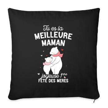 Body Bébé Meilleure Maman 1ère Fête Des Mères - Housse de coussin décorative 45 x 45 cm - noir - Devant