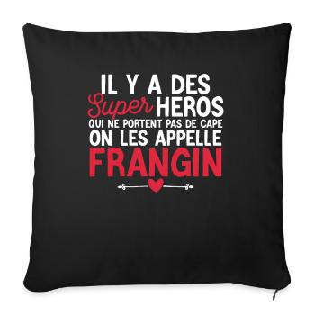 Super Héros Sans Cape - Frangin - Housse de coussin décorative 45 x 45 cm - noir - Devant