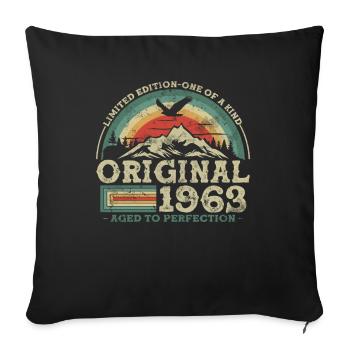Vintage Geburtstagsgeschenk 1963 - Sofakissenbezug 45 x 45 cm - Schwarz - Vorne