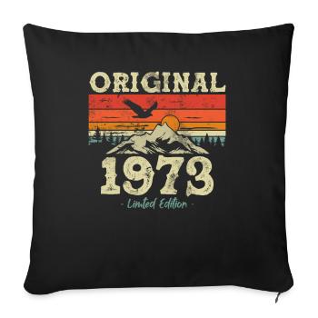 Cadeau Anniversaire Vintage 1973 - Housse de coussin décorative 45 x 45 cm - noir - Devant