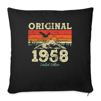 Born in 1958, 65th birthday, 65 years of strength - Sofa pillowcase 17,3'' x 17,3'' (45 x 45 cm) - black - Front