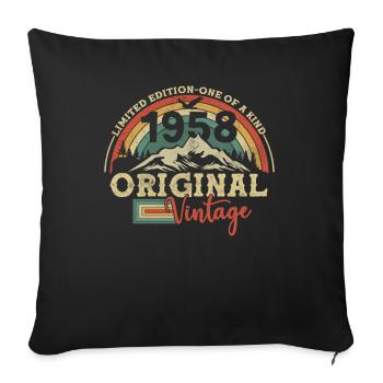 Born in 1958, 65th birthday, 65 years of strength - Sofa pillowcase 17,3'' x 17,3'' (45 x 45 cm) - black - Front