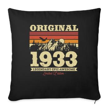 Vintage Retro Birthday Gift 1933 - Sofa pillowcase 17,3'' x 17,3'' (45 x 45 cm) - black - Front