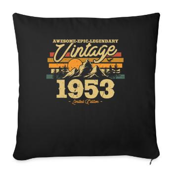 Cadeau Anniversaire Vintage 1953 - Housse de coussin décorative 45 x 45 cm - noir - Devant