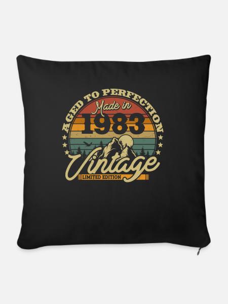 Original 1983 Jahrgang Vintage Geburtstag Retro - Sofakissenbezug 45 x 45 cm - Schwarz