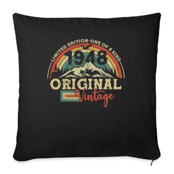 Birthday present born in 1948 - Sofa pillowcase 17,3'' x 17,3'' (45 x 45 cm) - black - Front