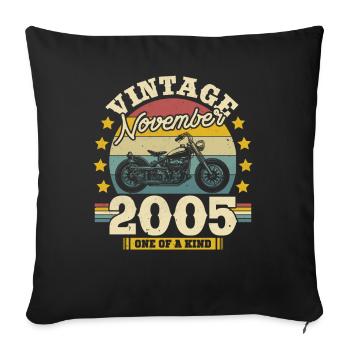 Vintage Novembre 2005, 18 ans, Unique - Housse de coussin décorative 45 x 45 cm - noir - Devant