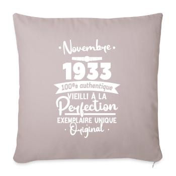 Geburtstagsgeschenk November 1933 90 Jahre - Sofakissenbezug 45 x 45 cm - helles Taupe - Vorne