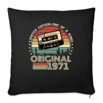 Geschenk 52/53. Geburtstag Vintage 1971 - Sofakissenbezug 45 x 45 cm - Schwarz - Vorne