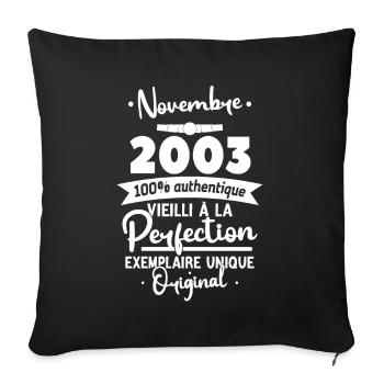 Novembre 2003 20 Ans - Housse de coussin décorative 45 x 45 cm - noir - Devant