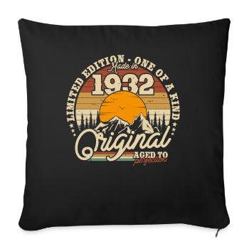Vintage Retro Birthday Gift 1932 91/92 J. - Sofa pillowcase 17,3'' x 17,3'' (45 x 45 cm) - black - Front