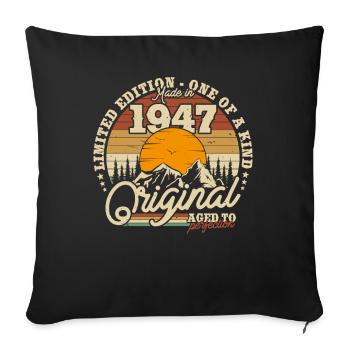 Vintage Retro Cadeau d’anniversaire 1947 76/77 ans - Housse de coussin décorative 45 x 45 cm - noir - Devant