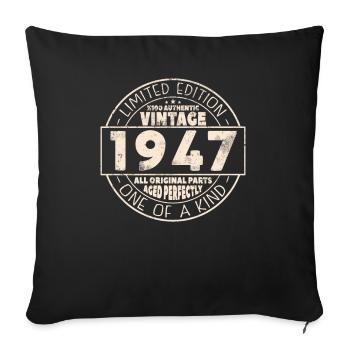 Vintage 1947 Cadeau d’anniversaire - Housse de coussin décorative 45 x 45 cm - noir - Devant