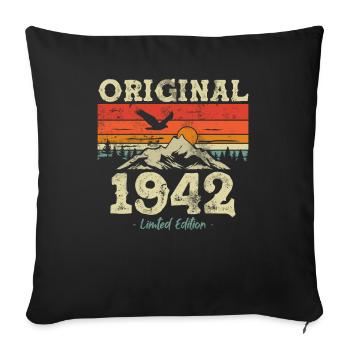 Cadeau d’anniversaire original de 1942 - Housse de coussin décorative 45 x 45 cm - noir - Devant