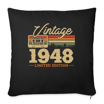 1948 - 75/76th birthday - Sofa pillowcase 17,3'' x 17,3'' (45 x 45 cm) - black - Front