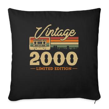 2000 - 23/24 ans anniversaire - Housse de coussin décorative 45 x 45 cm - noir - Devant
