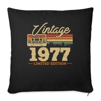 1977 - 46/47 ans anniversaire - Housse de coussin décorative 45 x 45 cm - noir - Devant