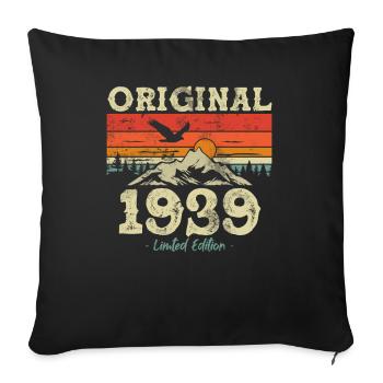 Gift 84/85th birthday 1939 - Sofa pillowcase 17,3'' x 17,3'' (45 x 45 cm) - black - Front