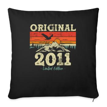 Birthday gift 12/13 years - Sofa pillowcase 17,3'' x 17,3'' (45 x 45 cm) - black - Front