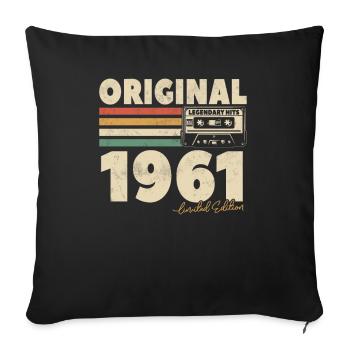 Vintage Geburtstagsgeschenk 1961 Authentisch - Sofakissenbezug 45 x 45 cm - Schwarz - Vorne