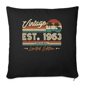 Vintage Anniversary 60 years - Sofa pillowcase 17,3'' x 17,3'' (45 x 45 cm) - black - Front