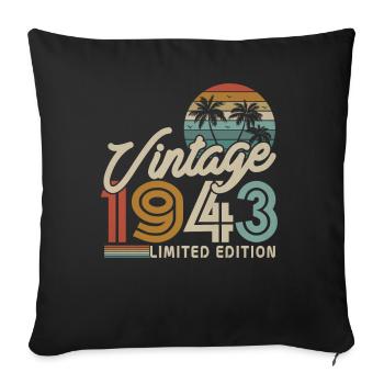 Millésime 1943 - Cadeau d’anniversaire de 80 ans - Housse de coussin décorative 45 x 45 cm - noir - Devant