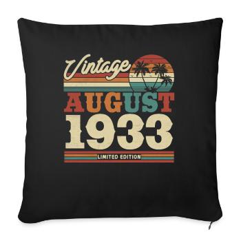 Vintage Birthday Gift 1933, 90 Years - Sofa pillowcase 17,3'' x 17,3'' (45 x 45 cm) - black - Front