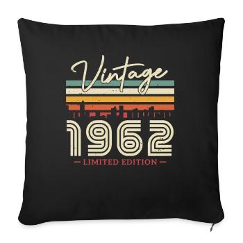 Vintage 1962 Birthday Gift - Sofa pillowcase 17,3'' x 17,3'' (45 x 45 cm) - black - Front