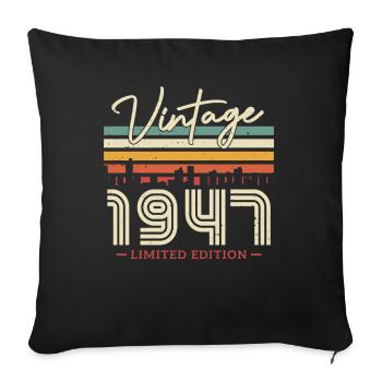 Millésime 1947 - Cadeau d’anniversaire 76/77 ans - Housse de coussin décorative 45 x 45 cm - noir - Devant