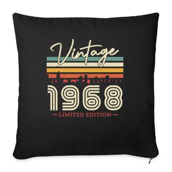 Vintage 1968 Gift 55/56 Birthday - Sofa pillowcase 17,3'' x 17,3'' (45 x 45 cm) - black - Front