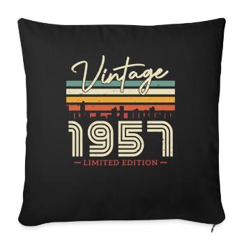 Vintage Birthday Gift 1957, 66/67 Years - Sofa pillowcase 17,3'' x 17,3'' (45 x 45 cm) - black - Front