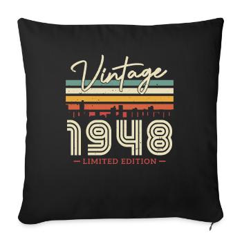 Millésime 1948 Cadeau 75/76ème anniversaire - Housse de coussin décorative 45 x 45 cm - noir - Devant