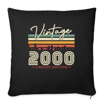 Vintage 2000 Birthday Gift - Sofa pillowcase 17,3'' x 17,3'' (45 x 45 cm) - black - Front