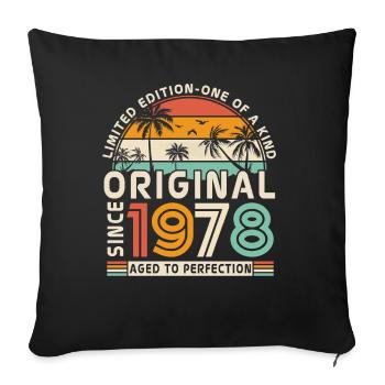 Vintage Original Seit 1978 45/46 Geburtstagsgesche - Sofakissenbezug 45 x 45 cm - Schwarz - Vorne