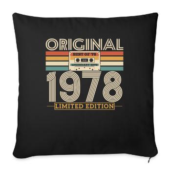 Original birthday present 1978 - 45/46 years - Sofa pillowcase 17,3'' x 17,3'' (45 x 45 cm) - black - Front