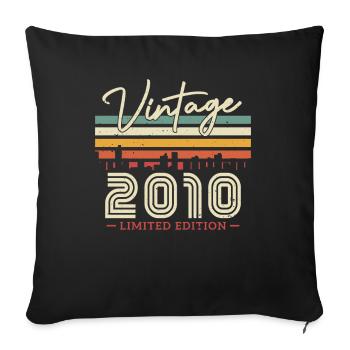 Vintage Geschenk 2010 - 13/14 Jahre - Sofakissenbezug 45 x 45 cm - Schwarz - Vorne