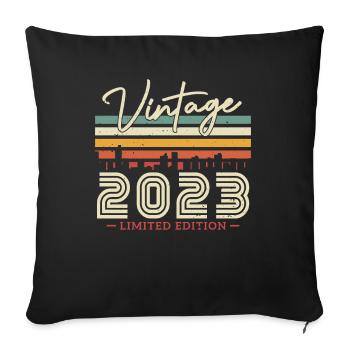 Vintage Geburtstagsgeschenk 2023 - Sofakissenbezug 45 x 45 cm - Schwarz - Vorne