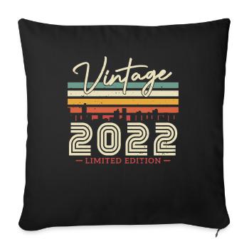 Vintage Birthday Gift 2022 1/2 years - Sofa pillowcase 17,3'' x 17,3'' (45 x 45 cm) - black - Front