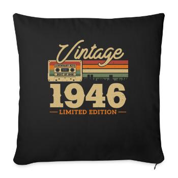 Cadeau d’anniversaire vintage 1946 77/78 J. - Housse de coussin décorative 45 x 45 cm - noir - Devant