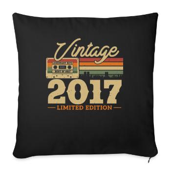Vintage gift 2017 for 6/7 year olds - Sofa pillowcase 17,3'' x 17,3'' (45 x 45 cm) - black - Front