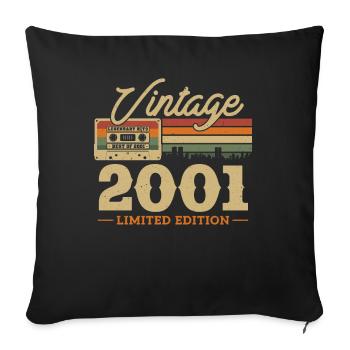 Vintage Geburtstagsgeschenk 2001 - Sofakissenbezug 45 x 45 cm - Schwarz - Vorne