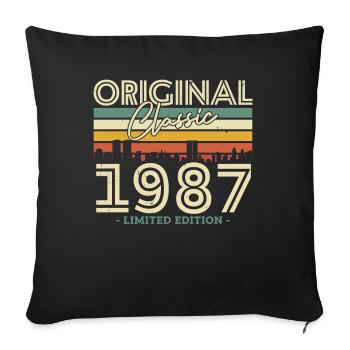 Cadeau d’anniversaire vintage 1987 - Housse de coussin décorative 45 x 45 cm - noir - Devant