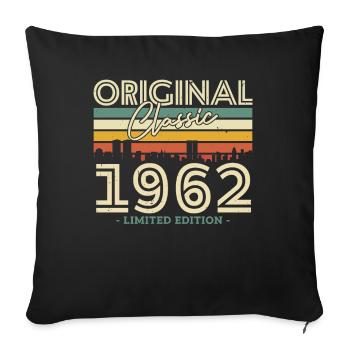 Cadeau vintage 1962 millésime 61/62 ans - Housse de coussin décorative 45 x 45 cm - noir - Devant