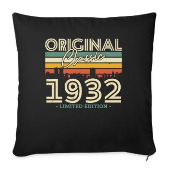 Vintage Birthday Gift 1932 - 91/92 Years - Sofa pillowcase 17,3'' x 17,3'' (45 x 45 cm) - black - Front