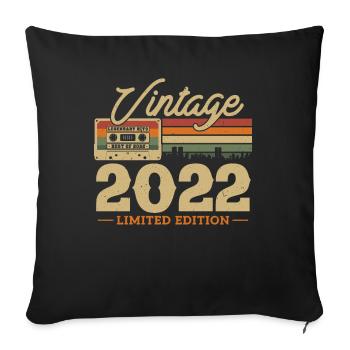 Vintage Birthday Gift 2022, 1/2 year - Sofa pillowcase 17,3'' x 17,3'' (45 x 45 cm) - black - Front