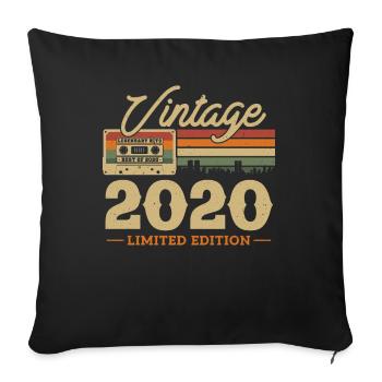 Cadeau d’anniversaire vintage 2020 - 3/4 ans - Housse de coussin décorative 45 x 45 cm - noir - Devant
