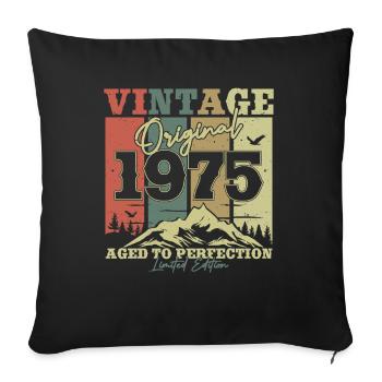 À l’origine 1975 Vintage Birthday Retro - Housse de coussin décorative 45 x 45 cm - noir - Devant