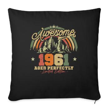 Cadeau d’anniversaire vintage 1961 62/63 ans - Housse de coussin décorative 45 x 45 cm - noir - Devant