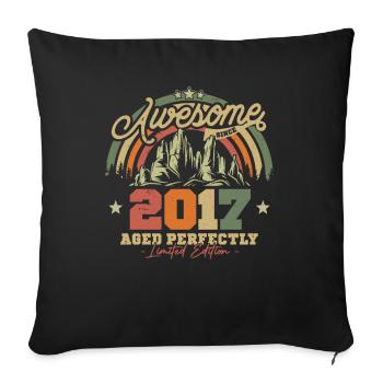 Cadeau d’anniversaire vintage 6/7 ans 2017 - Housse de coussin décorative 45 x 45 cm - noir - Devant