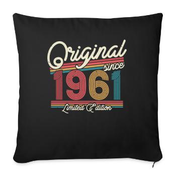 Vintage Birthday Gift 1961, 62/63 years - Sofa pillowcase 17,3'' x 17,3'' (45 x 45 cm) - black - Front